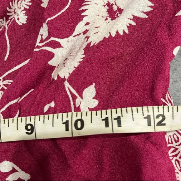 Ghost London Viscose Floral Retro Midi Dress Gathered Sleeves Old Hollywood XS - Picture 10 of 15